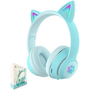 Audifonos para niña con orejas de gato iluminadas bluetooth CAT MAGIC