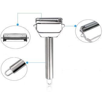 Acero inoxidable de doble cabeza multifuncional rallador de cocina de Peeler vegetal 