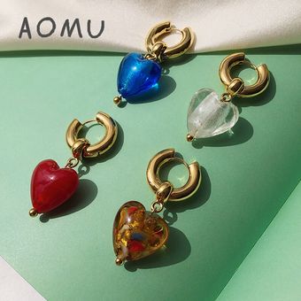 Aomu Nueva Resina Translúcida De Color Retro Amor Gotas Oro 