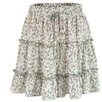 Minifalda con estampado Floral para mujer falda corta de estilo boh 