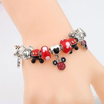 Kit de pulseras de dijes para niñas, kit de fabricación de joyas con  cuentas de pulsera de Mickey Mouse para pulsera Pandora, dijes de joyería