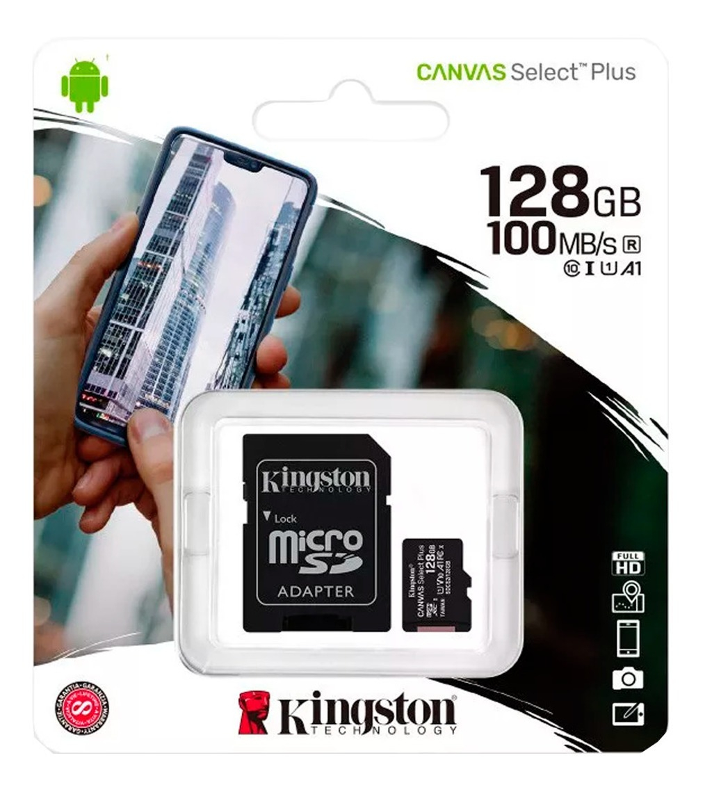Kingston Micro SD 128gb Clase 10 Canvas Select 100mbs