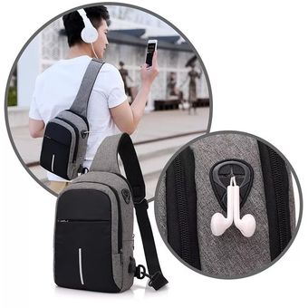 Mochila Morral cruzado antirrobo para hombre repelente al ag