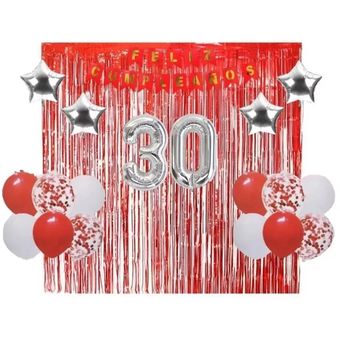 Kit Decoración Cumpleaños - 40 Años - Negro Y Plateado