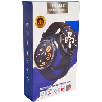 Reloj Inteligente Smart Watch T5 Max Redondo Para Hombre Negro