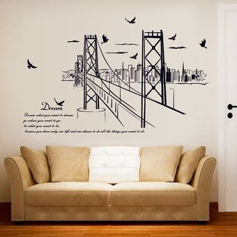 DIY Modern San Francisco Puente Patrón Pegatinas de Pared para la oficina de la sala de estar 