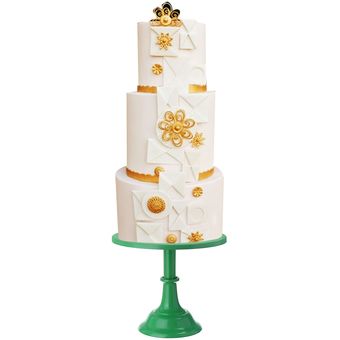 11 pulgadas de hierro redondo soporte de la torta pedestal Rosa Pantalla boda del partido de Postre-Green 25x19.5 