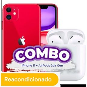 COMBO DE iPhone +AirPods*Apple iPhone 11 64GB COLOR ROJO + A...