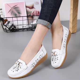 Zapatos planos hollow beanie mujer-Blanco 