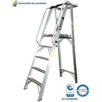 Escalera de Tijera con Plataforma de Aluminio y Porta herramientas