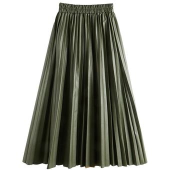faldas Seoulish-faldas largas plisadas de piel sintética para mujer 