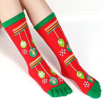 Navidad Ciclos de cinco dedos Otoño e invierno Menores de invierno y calcetines cálidos para mujer Desodorante Deportes Split Sedd Toe Socks 
