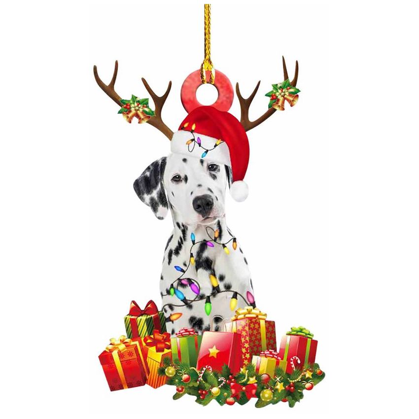 Colgante de madera Perro de Navidad Añadido Adornos de árbol de navidad