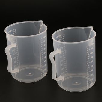 2 piezas 1000ml de plástico transparente graduado de la copa de medición de la copa de medición 