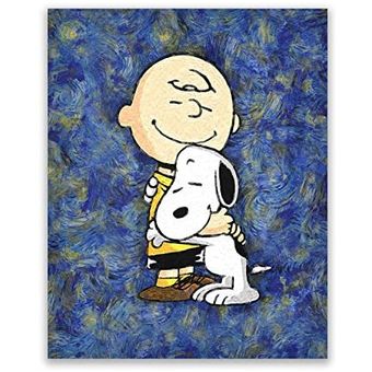 Noche estrellada Snoopy las impresiones de arte cacahuetes. 