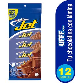 Chocolatina Jet Con Leche X12und X 144 Gramos