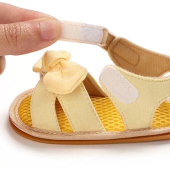 Sandalias con lazo de verano para niñas zapatos con los dedos de los pies al aire libre suela suave antideslizante precaminantes 
