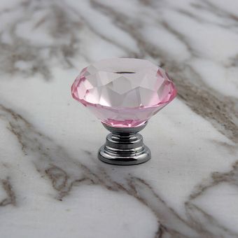 Rosa 10 Uds 30mm perillas de gabinete de vidrio de cristal forma de di 