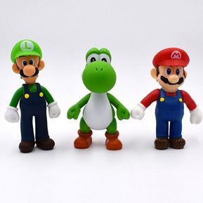 13 cm 3 pcs / set Super Mario Bros Luigi Mario Yoshi PVC Fig...