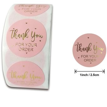 adhesivo Etiquetas redondas hechas a mano Papel Kraft rosa dorado 