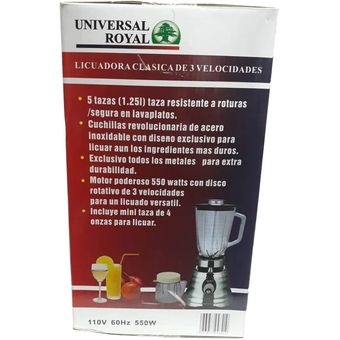 Licuadora universal roja con vaso de vidrio 4 velocidades