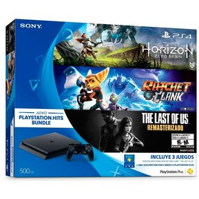 Consola PS4 Playstation 4 Slim 500GB + Horizon Zero Dawn - The Last Of Us - Ratchet&Clank