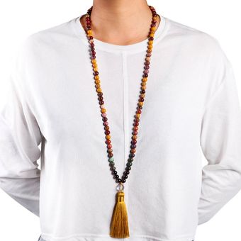Collar de hombres de las mujeres Vintage Piedra Natural Beads Collar Suéter Collares 