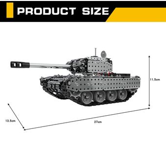2.4G RC Tanque militar DIY Conjunto de conjunto de acero inoxidable Tanque de control remoto de juguete 