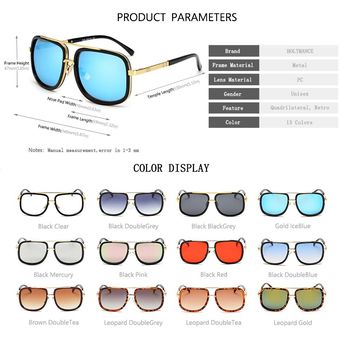 Espejo De Sol De Marco Grande Retro Gafas De Moda Para A De 