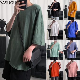 liso de T camisa de los hombres de culturismo y Fitness suelto Estilo de vida informal desgaste Camiseta Hombre Streetwear Tops de hip hop Guo green 