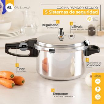 Olla a Presion en aluminio Olla express 6 Quart Pressure Cooker Nuevo 2023