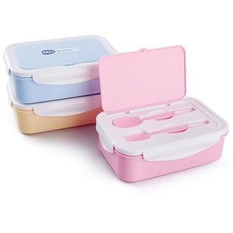 Horno microondas Ecológico Lunchbox de contenedores de almacenamiento de alimentos con cuchara y Tenedor-Blue 