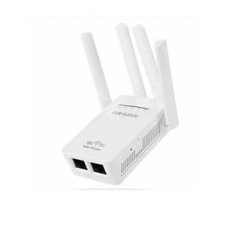 Repetidor Amplificador Señal Wifi 4antenas Rompemuros 2,4ghz Color Blanco