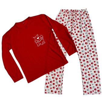 Pijama para hombre con camiseta de manga corta roja y pantalón a