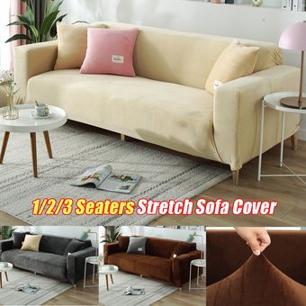 123 Seaters arte del paño de terciopelo antideslizante estiramiento Sofá Cover elástico grande muebles del sofá de la cubierta-Coffee 3 Seaters 