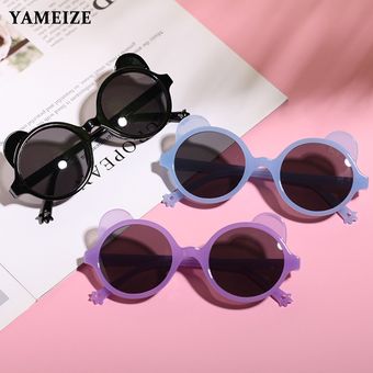 a la moda protección UV400 Gafas de sol con forma de oso para niños y niñas redondas lentes de sol con forma de flor 