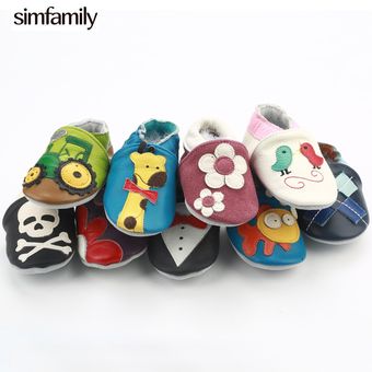 Simfamily -zapatos antideslizantesuero genuinoaraebés reci 