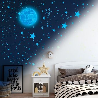 Luminosa de la luna y de las estrellas etiqueta de la pared Apto para niños de sala de niños pequeños 
