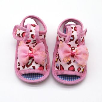 Newborn Baby Girls Prewalker Solitario suave Sandalias Leopardo Estampado de leopardo-rojo 