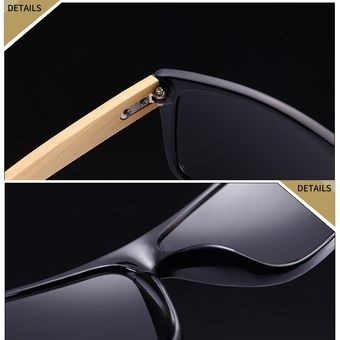 Rectangle Vintage Bamboo Sunglasses Men Women Gradent Lens 