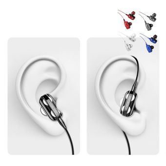 Estéreo auriculares 3D de dos transductores con la música del auricular bajo fuerte HIFI Deporte en la oreja los auriculares Móvil de auriculares con cable de sintonización 