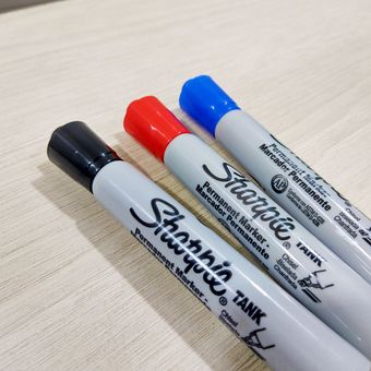 Sharpie Marcador permanente, punta de cincel, azul marino, 3 unidades