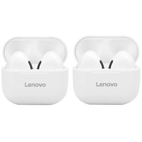 Combo 2 Pcs Lenovo LP40 TWS Audifonos Bluetooth Blanco