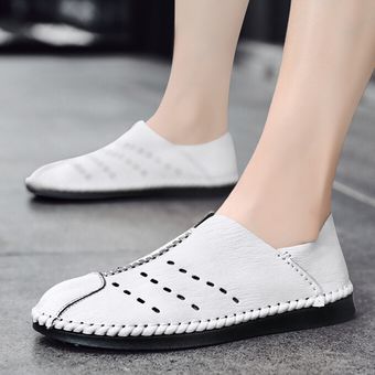 Mocasines sin cordones de gran tamaño 48 para hombre Zapatos de conducción cómodos Zapatos de vadeo antideslizantes Blanco 