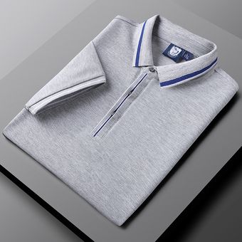 Nueva camisa de polos para hombre de gran tamaño Camisa corta de negocios de alta calidad M-5XL gris 