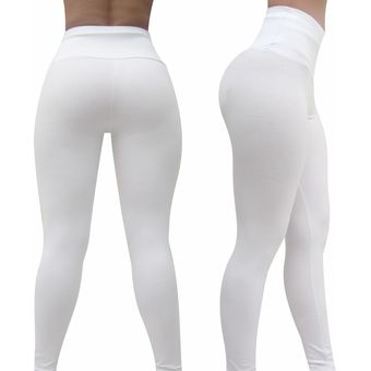 Leggins Deportivo Control Abdomen Pantalón Mujer Color Blanco