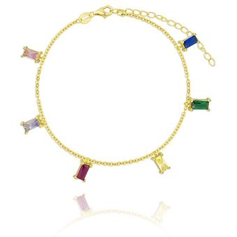 Ajuste 925 Pulsera De Plata Esterlina Cristal De Color De 