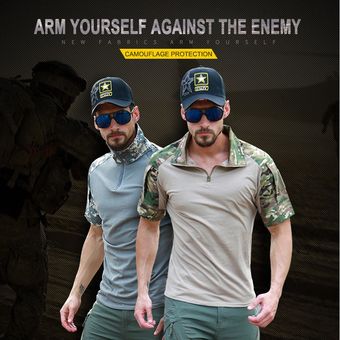 caza Camping UU. senderismo camiseta transpirable de combate del Ejército de EE Camiseta de camuflaje militar táctico al aire libre para hombre camisetas de secado rápido de camuflaje 
