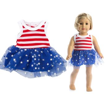 Lindo vestido de rayas de estrellas de moda para muñeca americana de 1 