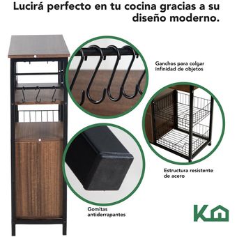 Kingshouse  Mueble Organizador Multiusos para Cocina, Tiene 5 Repisas, 2  Puertas y 1 Cajón, Color Madera, Modelo 300143 : : Hogar y  Cocina